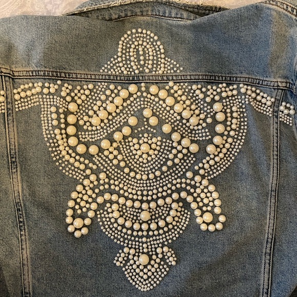 Sandro Eriko Denim Jacket with Pearls - Size Large (Sandro Size 3)$745 - Picture 10 of 16
